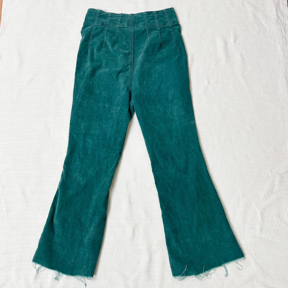 We The Free Jayde Cord Flare Jeans green blue teal emerald High Rise - Sz 31 - Picture 7 of 9
